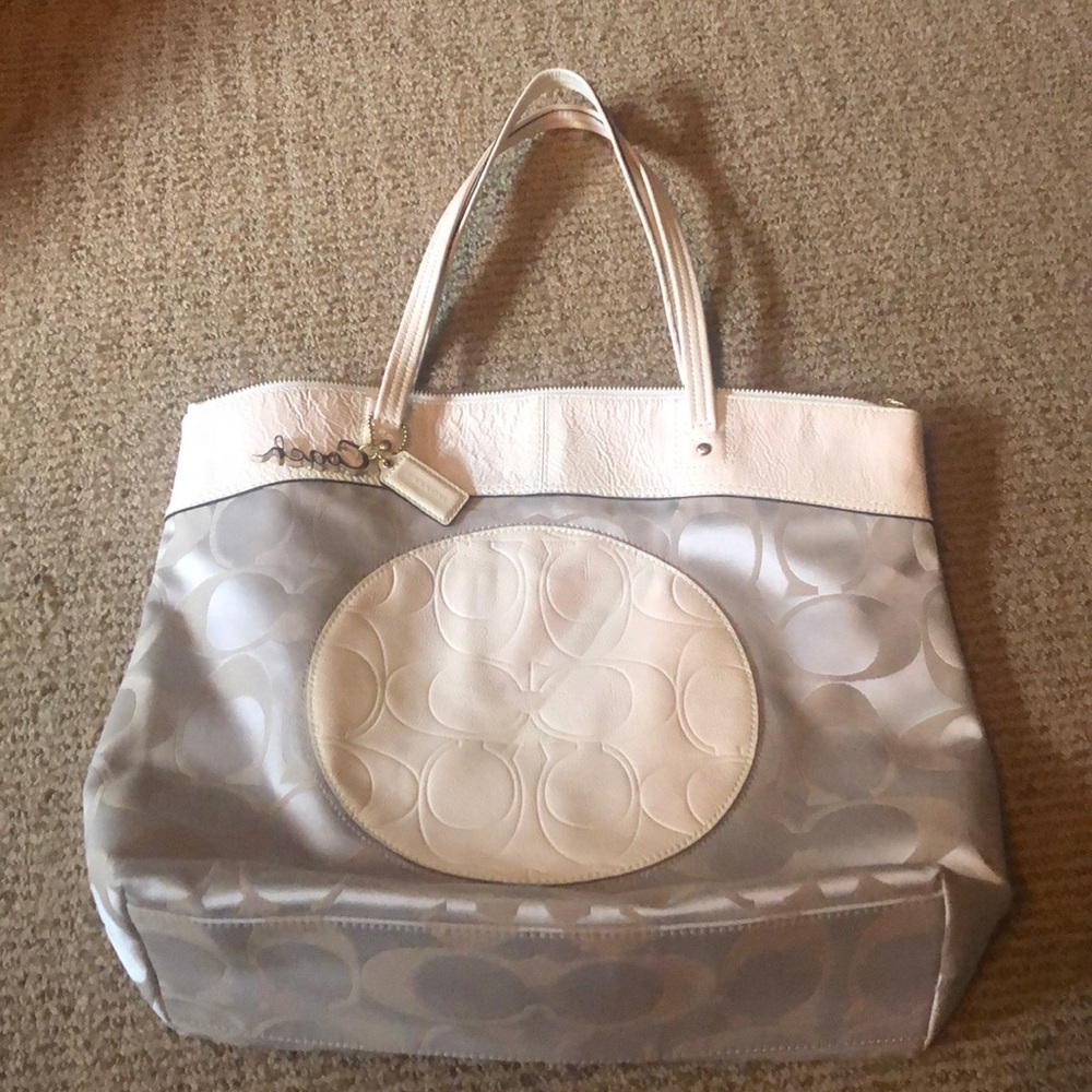 Coach Tote with White Patent Accents